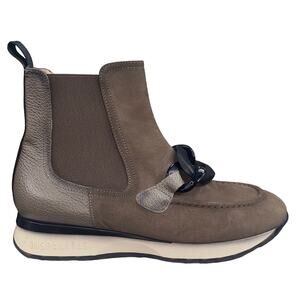 Hispanitas Women's Loira Lead Brown Leather Sport Ankle Boot Size 38 US 7.5